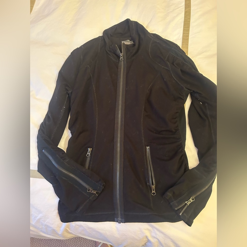 ZELLA Black Quarter Zip, athletic material, great worn condition, women’s size L